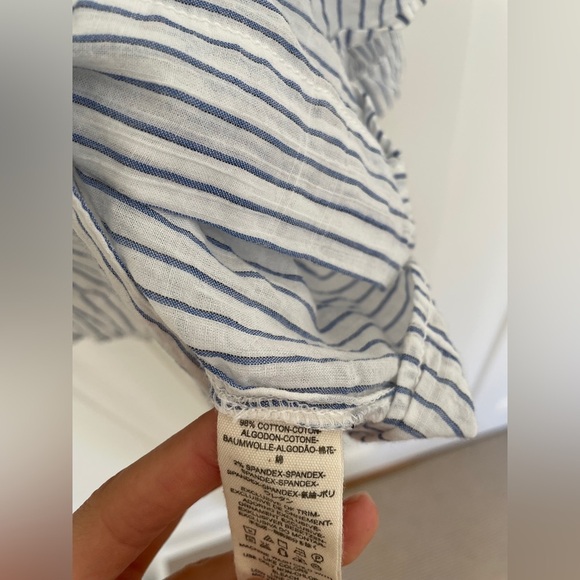 We The Free Sea to Shore Poplin Light Blue Striped Button Down Peasant Blouse - Picture 5 of 6